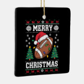 Ugly Xmas Sweater Style Santa Amerikaans Football Keramisch Ornament (Rechts)