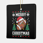 Ugly Xmas Sweater Style Santa Amerikaans Football Keramisch Ornament (Links)