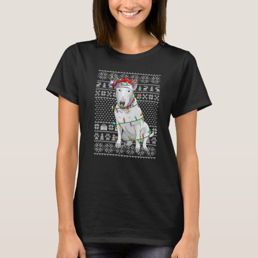 Ugly Xmas Sweater Style Santa Bull Terrier Dog Chr T-shirt (Voorkant)