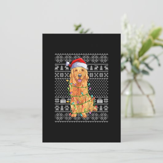 Ugly Xmas Sweater Style Santa Golden Retriever Dog Kaart (Staand voorkant)
