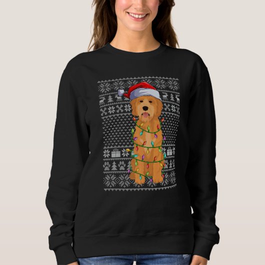 Ugly Xmas Sweater Style Santa Goldendoodle Dog Chr (Voorkant)