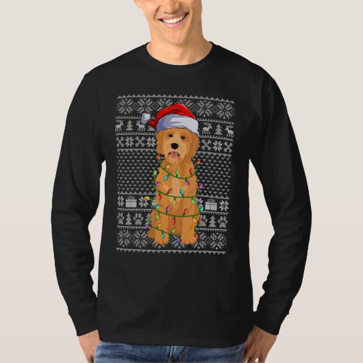Ugly Xmas Sweater Style Santa Goldendoodle Dog Chr T-shirt (Voorkant)