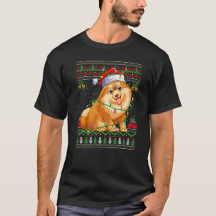 Ugly Xmas Sweater Style Santa Pomeranian Dog Chris T-shirt
