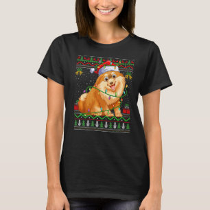 Ugly Xmas Sweater Style Santa Pomeranian Dog Chris T-shirt