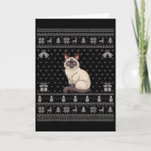 Ugly Xmas Sweater Style Siamese Cat Reindeer Chris Kaart (Voorkant)