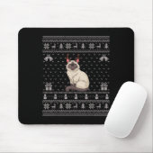 Ugly Xmas Sweater Style Siamese Cat Reindeer Chris Muismat (Met muis)