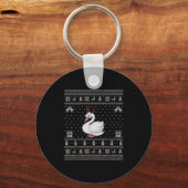 Ugly Xmas Sweater Style Swans Reindeer Christmas  Sleutelhanger (Voorkant)