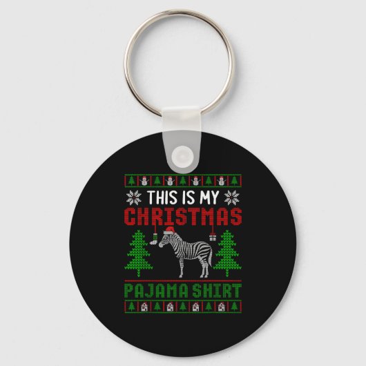Ugly Xmas Sweater Zebra This Is My Christmas Pajam Sleutelhanger (Voorkant)