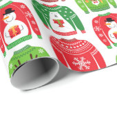 Ugly Xmas Sweaters Polar Beer Snowman Rudolf Red Cadeaupapier (Rol Hoek)