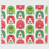 Ugly Xmas Sweaters Polar Beer Snowman Rudolf Red Cadeaupapier (Vlak)