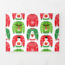 Ugly Xmas Sweaters Polar Beer Snowman Rudolf Red