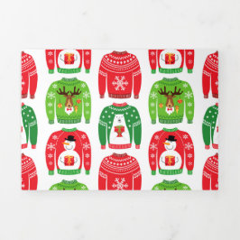 Ugly Xmas Sweaters Polar Beer Snowman Rudolf Red Drieluik Wenskaart