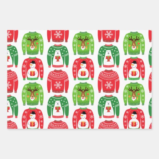 Ugly Xmas Sweaters Polar Beer Snowman Rudolf Red Inpakpapier Vel (Voorkant)