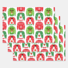 Ugly Xmas Sweaters Polar Beer Snowman Rudolf Red Inpakpapier Vel