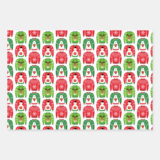 Ugly Xmas Sweaters Polar Beer Snowman Rudolf Red Inpakpapier Vel (Voorkant 2)