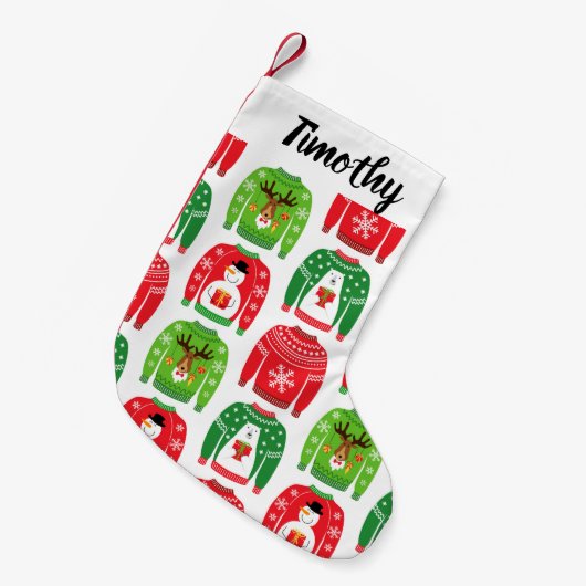 Ugly Xmas Sweaters Polar Beer Snowman Rudolf Red Kleine Kerstsok (Voorkant (Hangend))