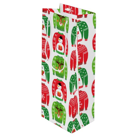 Ugly Xmas Sweaters Polar Beer Snowman Rudolf Red Wijn Cadeautas (Voorkant Gekanteld)