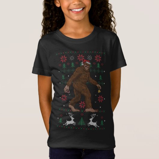 Ugly Xmas Tree Cryptid Sasquatch Bigfoot Kerstmis T-shirt (Voorkant)