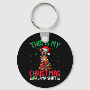 Ugly Xmas Tree Lights Santa Afrikaanse wilde hond  Sleutelhanger