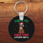 Ugly Xmas Tree Lights Santa Afrikaanse wilde hond  Sleutelhanger (Voorkant)