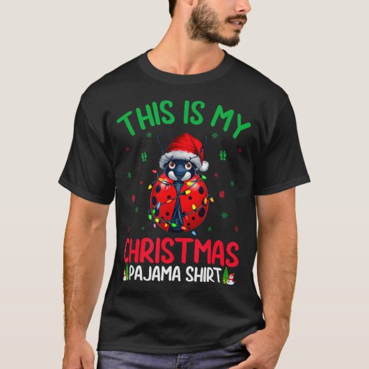 Ugly Xmas Tree Lights Santa Ladybug Christmas Paja T-shirt (Voorkant)