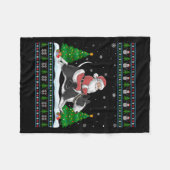 Ugly Xmas Tree Santa Riding Rat Terrier Dog Christ Fleece Deken (Voorkant (Horizontaal))