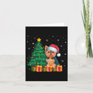 Ugly Yorkie Santa Hat Christmas Lights Hondenliefh Kaart