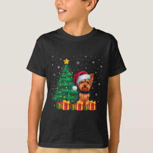 Ugly Yorkshire Terrier Kerstman Hoed Kerstverlicht T-shirt