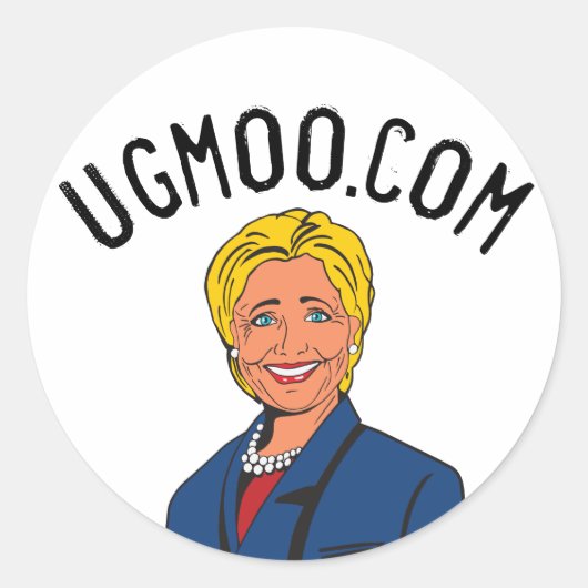 Ugmoo.com Hillary Clinton Ronde Sticker (Voorkant)