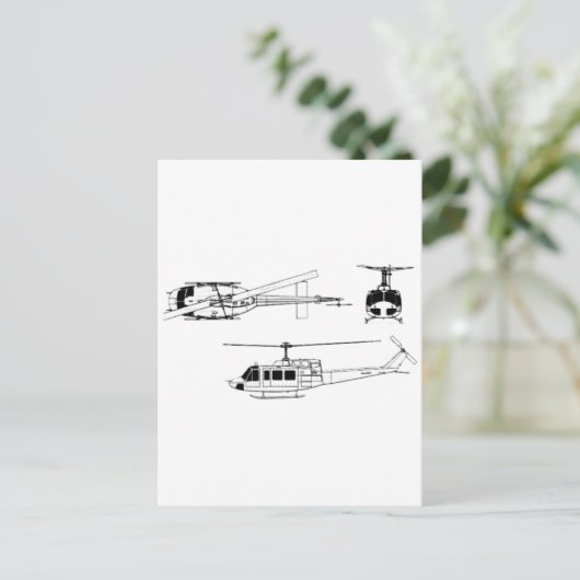 UH1 Huey Blueprint (Iriquois) Briefkaart (Staand voorkant)