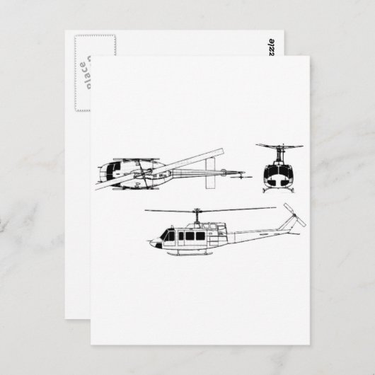 UH1 Huey Blueprint (Iriquois) Briefkaart (Voorkant / Achterkant)