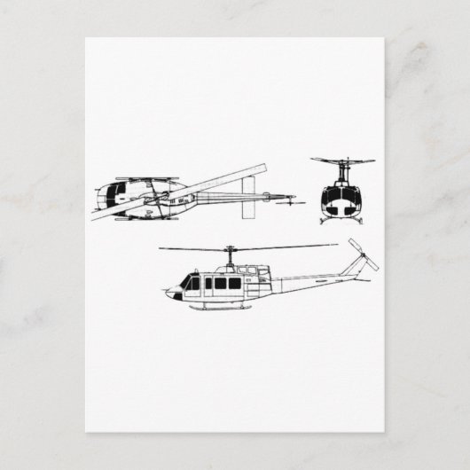 UH1 Huey Blueprint (Iriquois) Briefkaart (Voorkant)