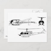 UH1 Huey Blueprint (Iriquois) Briefkaart (Voorkant / Achterkant)