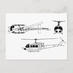 UH1 Huey Blueprint (Iriquois) Briefkaart