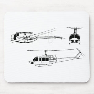 UH1 Huey Blueprint (Iriquois) Muismat