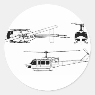 UH1 Huey Blueprint (Iriquois) Ronde Sticker