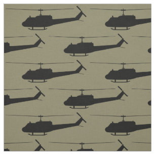 UH-1 Huey Black Silhouette Stof