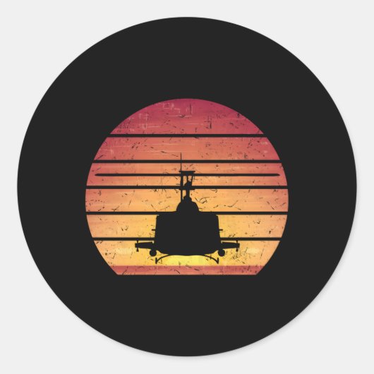 UH-1 Huey Helikopter Style Vietnam Chopper Ronde Sticker (Voorkant)