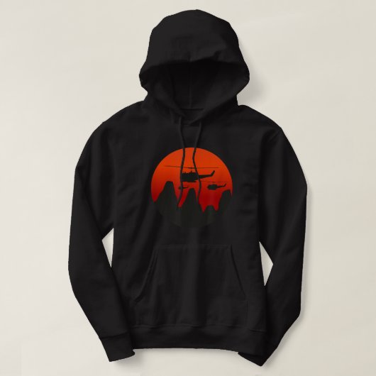 UH-1 Huey Retro Helikopter  Sunset Vietnam Hoodie (Design voorkant)