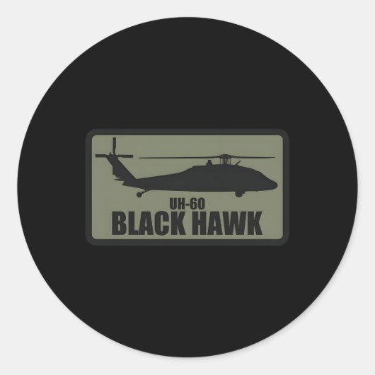 Uh-60 Black Hawk Patch ingetogen Ronde Sticker (Voorkant)