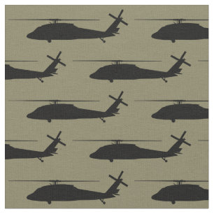 UH-60 BlackHawk Helicopter Black Silhouette Stof