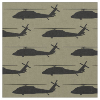 UH-60 BlackHawk Helicopter Black Silhouette Stof