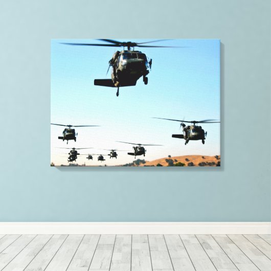 UH-60 Blackhawk Helikopter Canvas Afdruk (Insitu (Houten vloer))