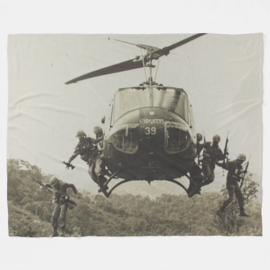 UH-I HUEY HELICOPTER FLEECE DEKEN (Voorkant (Horizontaal))