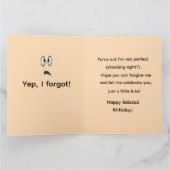 Uh Oh, I'm Sorry Emoji Happy Belated Birthday Kaart (Binnen)