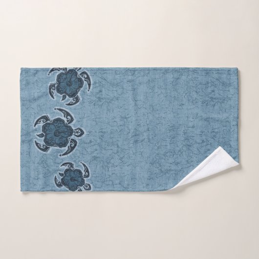 Uhane Honu Batik Hawaiian Turtle Coordinate - Blue Bad Handdoek (Handdoek)