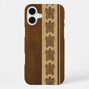 Uhane Honu Faux Wood Hawaiian Turtle Hoesje-Mate i iPhone 16 Plus Hoesje