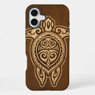 Uhane Honu Faux Wood Hawaiian Turtle iPhone 5 Hoes 16 Plus Hoesje