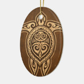 Uhane Honu Faux Wood Hawaiian Turtle Keramisch Ornament (Links)