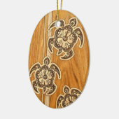 Uhane Honu Faux Wood Hawaiian Turtles Keramisch Ornament (Links)